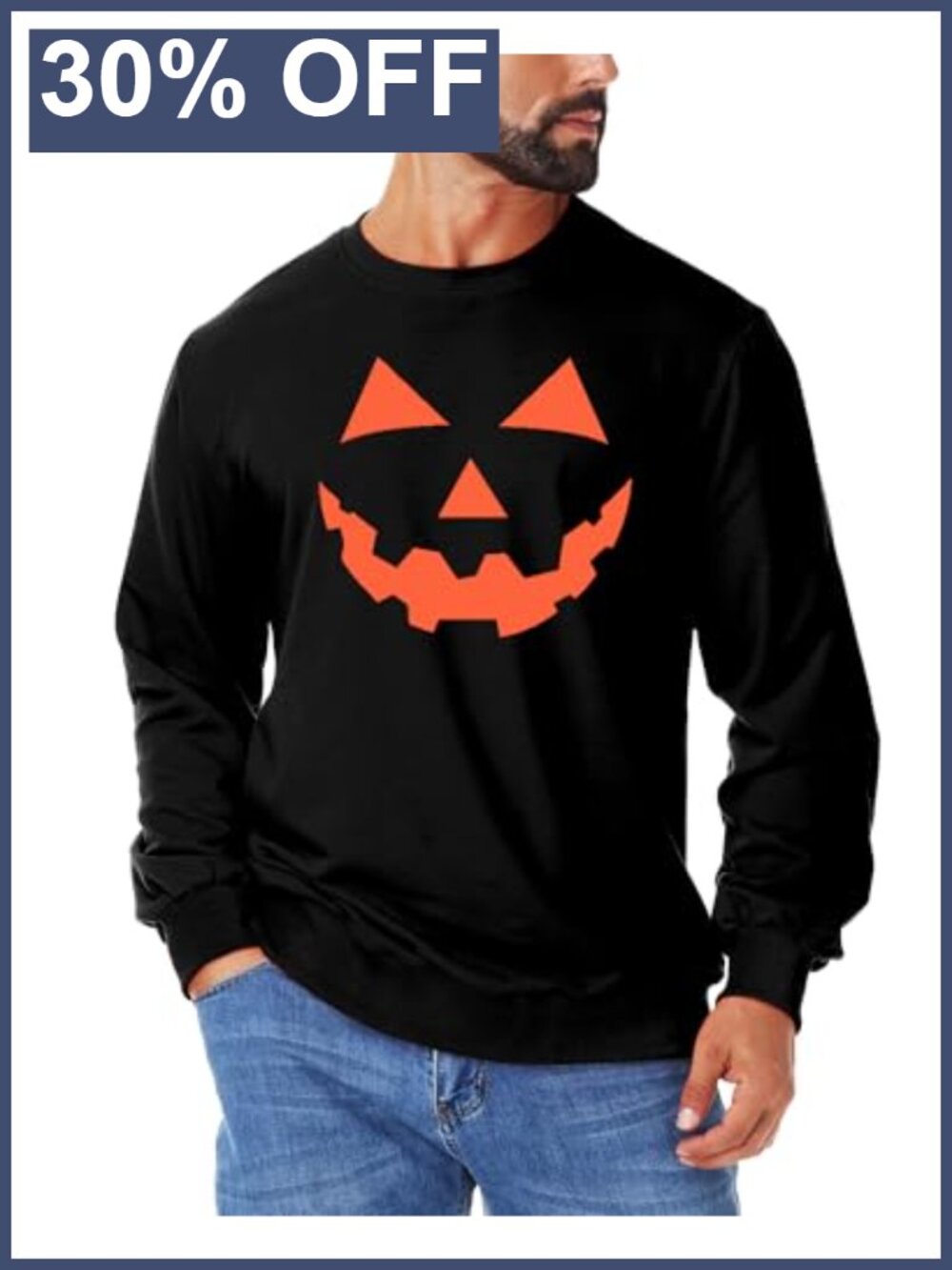 Men's Halloween Pumpkin Graphic Crew Neck Sweatshirt